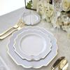 " OCCASIONS " 150 Piece set (25 Guests)-Wedding Plastic Plates & cutlery -Disposable heavyweight Dinnerware 10.5'', 8'' + Silverware w/double fork (Imperial in White/Blue & Gold) view 2
