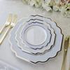 " OCCASIONS " 150 Piece set (25 Guests)-Wedding Plastic Plates & cutlery -Disposable heavyweight Dinnerware 10.5'', 8'' + Silverware w/double fork (Imperial in White/Blue & Gold) view 3