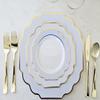 " OCCASIONS " 150 Piece set (25 Guests)-Wedding Plastic Plates & cutlery -Disposable heavyweight Dinnerware 10.5'', 8'' + Silverware w/double fork (Imperial in White/Blue & Gold) view 4