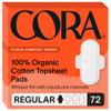 Cora 100% Organic Cotton Topsheet Pads (72 Regular Pads) view 1