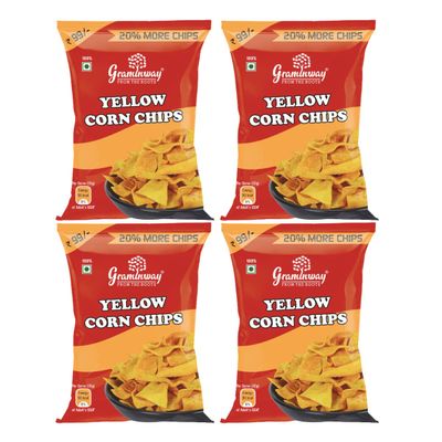 Graminway Yellow Corn Chips - 100gm ( Pack of 4 )