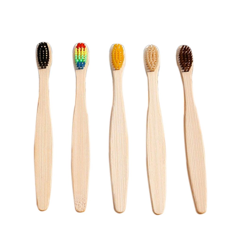 Bamboo Toothbrush,5 PCS Reusable Soft Bristle Toothbrush Wooden Tip Eco Friendly Adults and Children Charcoal Toothbrush(Color Random) (Adult)