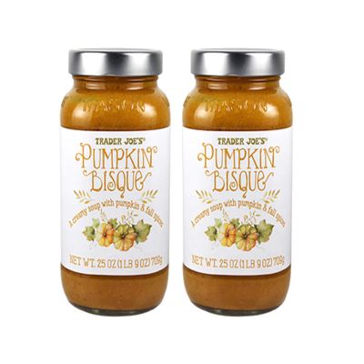 Trader Joes Thick Creamy Soup with Pumpkin & Fall Spices Pumpkin Bisque: 2 Count - (1 lb 9 oz. ea)