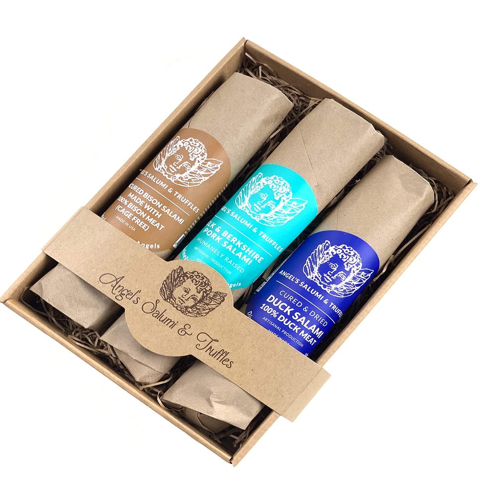 Angel Salumi Exotic Game Salami Crate - Salami Gift Box with Bison, Duck , Elk Salami - Gourmet Salami - Option 6