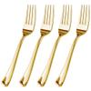 100 Gold Plastic Disposable Forks - Fancy & Heavy-Duty Silverware | High Durable & Disposable Soup Forks 6.9 Inch for Party, Wedding, Occasion view 1