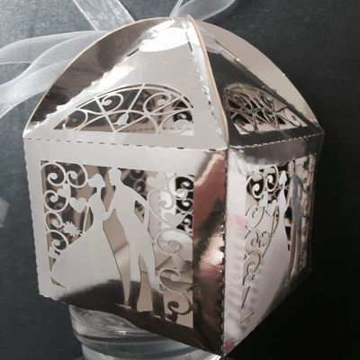 100x Metallic Silver Bride and Groom Wedding Favour Boxes Laser Cut Wedding Gift Boxes Candy Chocolate Macaron Cookie Sweets Boxes,Wedding Favors,Decorations