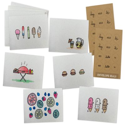Sugartown Greetings Summer BBQ Note Cards Pack - Set of 24 Blank Note Cards with Envelopes & Kraft Seals - Great for Thank You Notes, Thinking of You Notes, Birthday Cards