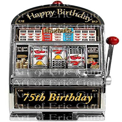 1/2 Sheet - 75th Birthday Casino Slot Machine - D24484 - 2D Edible Cake Cupcake Party Topper