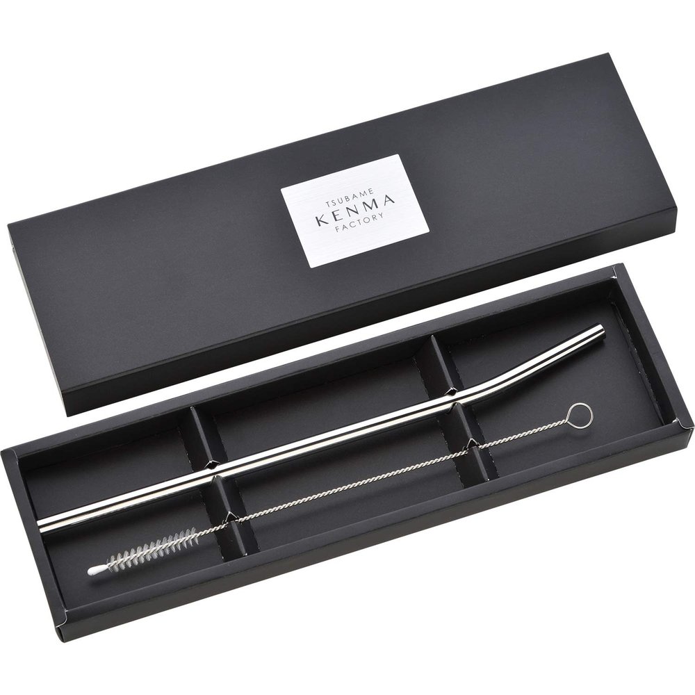 Wahei Freiz ME-7159 Stainless Steel Straw with Brush, Made in Japan, Tsubame Polishing Factory