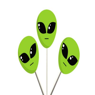 12 Count - ALIEN HEAD Cupcake Toppers