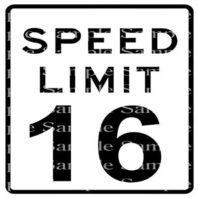 1/2 Sheet - Speed Limit 16th Birthday Sign - D24329-2D Edible Cake Cupcake Party Topper