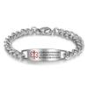 Custom Medical Alert Bracelet for Men Women  Waterproof Titanium Steel Emergency ID Bracelet with Free Engraving  Medical Wristband Bracelet for Him and Her (Silver, 7.2 inches) view 1