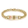 Custom Medical Alert Bracelet for Men Women  Waterproof Titanium Steel Emergency ID Bracelet with Free Engraving  Medical Wristband Bracelet for Him and Her (Gold, 7.2 inches) view 1