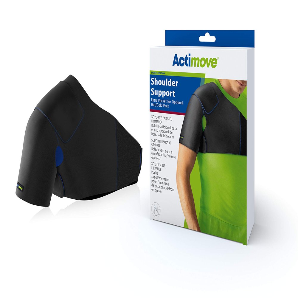 Actimove Sports Edition Shoulder Support Extra Pocket for Optional Hot/Cold Pack Large Black