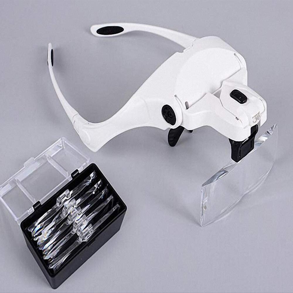 1.0X 1.5X 2.0X 2.5X 3.5X Adjustable 5 Lens Loupe LED Light Headband Magnifier Glass LED Magnifying Glasses with Lamp
