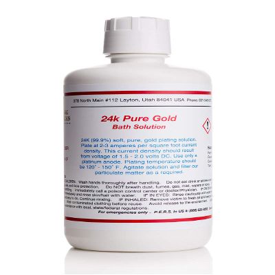 24K Pure Gold Plating Solution - Bath (Pure Gold Bath Plating Solution, 1 Liter)