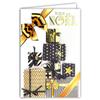 Happy Christmas Presents Ribbon Star Stripe Black and Gold Foil Wrapping view 1