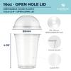 [200 SET]HAKOWARE 16oz Ultra Clear Disposable Plastic Cold Cups with Open Hole Dome Lids, PET Party Drinking Cups, Iced Coffee Smoothie Cold everage, Dubai Chocolate Strawberry Cups view 2