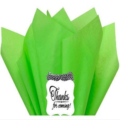48Sheets Bright Neon Green 20" x 30"Large Gift Wrap & Large Flower Decoration Crafting Tissues Paper with Decorative Thanks Gift Tags