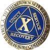 10 Year AA Medallion Dusty Blue Color Gold Plated Chip view 1