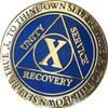 10 Year AA Medallion Dusty Blue Color Gold Plated Chip view 3