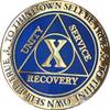 10 Year AA Medallion Dusty Blue Color Gold Plated Chip view 4