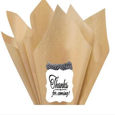 48Sheets Desert Tan Light Brown 20" x 30"Large Gift Wrap & Large Flower Decoration Crafting Tissues Paper with Decorative Thanks Gift Tags