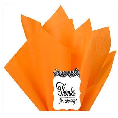48Sheets Light Orange 20" x 30"Large Gift Wrap & Large Flower Decoration Crafting Tissues Paper with Decorative Thanks Gift Tags