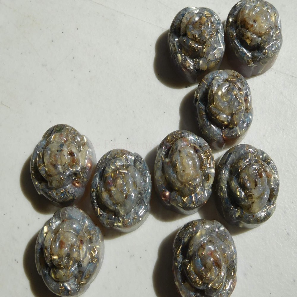 6 Pearl Blue Spiral Rose's Crystal Orgone Generator Energy Accumulator 7.83/432/528Hz/Advance Harmonics Many Beautiful Ingredients! p. bl s Rose (6)