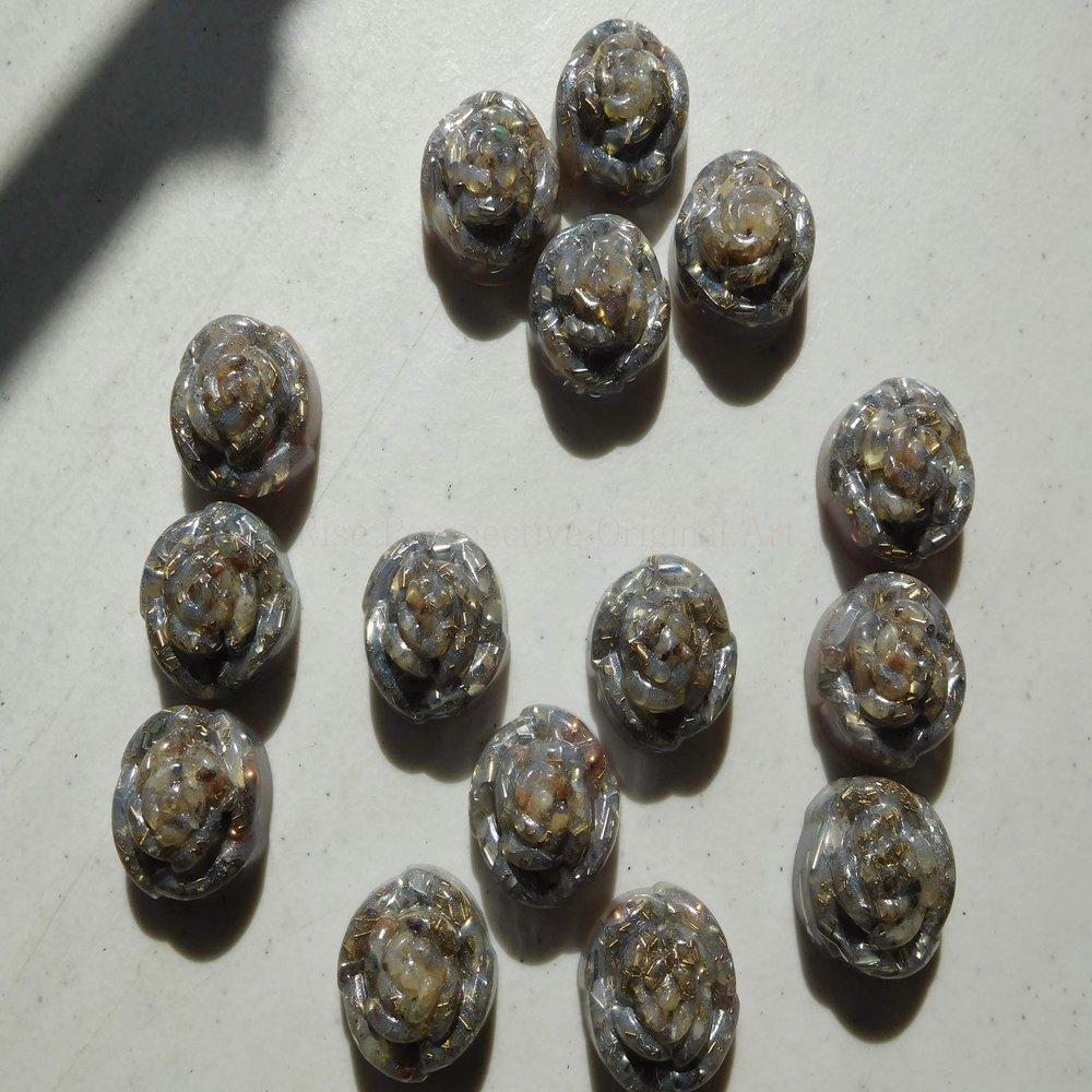 2 Pearl Blue Spiral Rose's Crystal Orgone Generator Energy Accumulator 7.83/432/528Hz/Advance Harmonics Many Beautiful Ingredients!! p. bl s Rose (2)