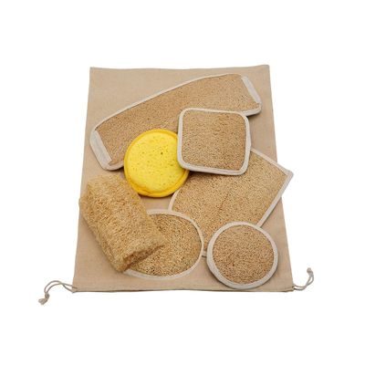 Sleekly Loofah Sponges, Portable Puff Scrubber Brush Skin Body for Men and Women, Set of 7