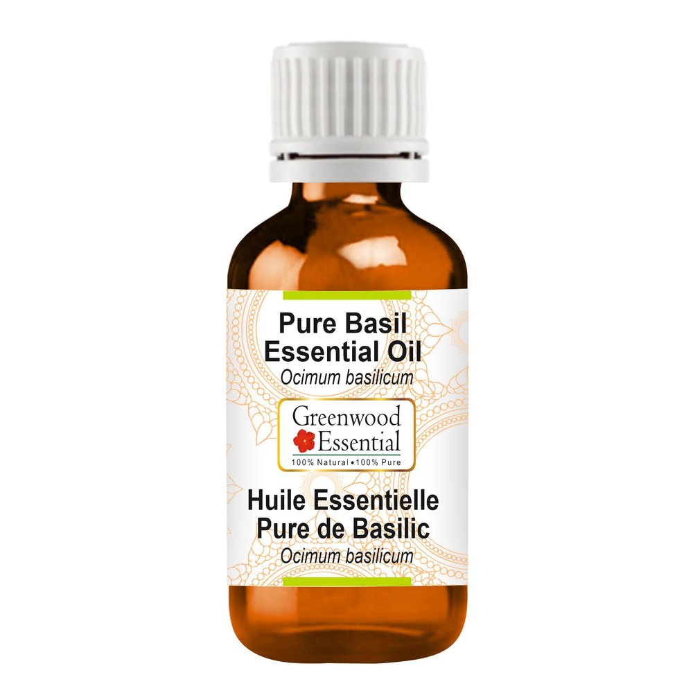 Greenwood Essential Pure Basil Essential Oil (Ocimum basilicum) Steam Distilled 100ml (3.38 oz)