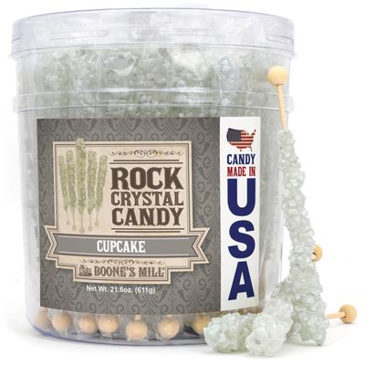 Boone's Mill | Rock Crystal Candy Sticks | Silver Shimmer Cupcake | 36 Count