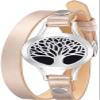 Wild Essentials Tree of Life Essential Oil Bracelet Diffuser, Leather Wrap Band, Stainless Steel Locket Pendant, 12 Color Refill Pads, Customizable Color Changing Perfume Jewelry for Aromatherapy view 1
