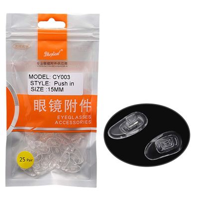 25pair) Silicone Nose pad Eyewear Part Push in or Screw in Left and Right Soft Material by Dhoptical (Push in, 13MM)