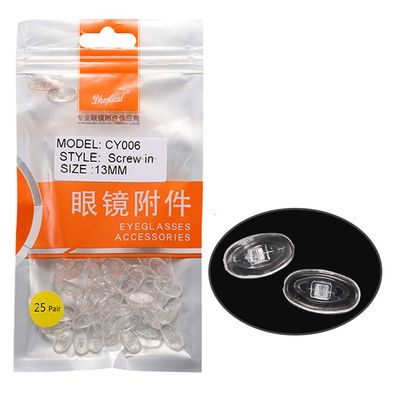 (25 Pair) Eyewear Nose pad Eyeglasses Part Accessories Push in and Screw in Soft Material CY005 by dhoptical (Screw in, 13MM)