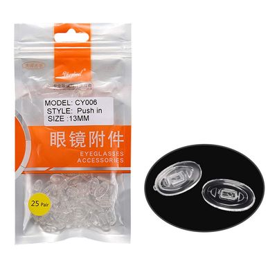 (25 Pair) Eyewear Nose pad Eyeglasses Part Accessories Push in and Screw in Soft Material CY005 by dhoptical (Push in, 13MM)