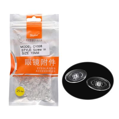 (25 Pair) Eyewear Nose pad Eyeglasses Part Accessories Push in and Screw in Soft Material CY005 by dhoptical (Screw in, 15MM)