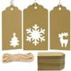 Gift Tags With Holes - Present Wrap Paper Small Xmas Labels With Twine - Vintage Christmas Tags Bulk 100pcs view 1