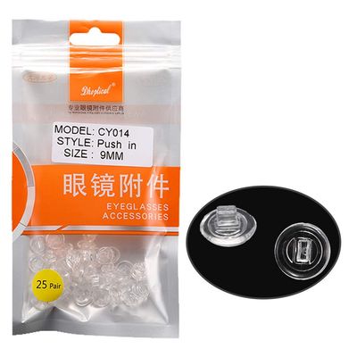 (25 Pair) Eyeglasses Nose pad Circular Push in Screw in Soft Material cy014 by dhoptical (9MM Push in)