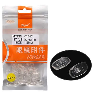(25 Pair) Eyeglasses Part Nose pad Silicone Material Soft Push in and Screw in by dhoptical (Screw in, 12MM)