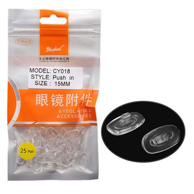 (25 Pair) Eyeglasses Part Nose pad Silicone Material Soft Push in and Screw in by dhoptical (Push in, 15MM)