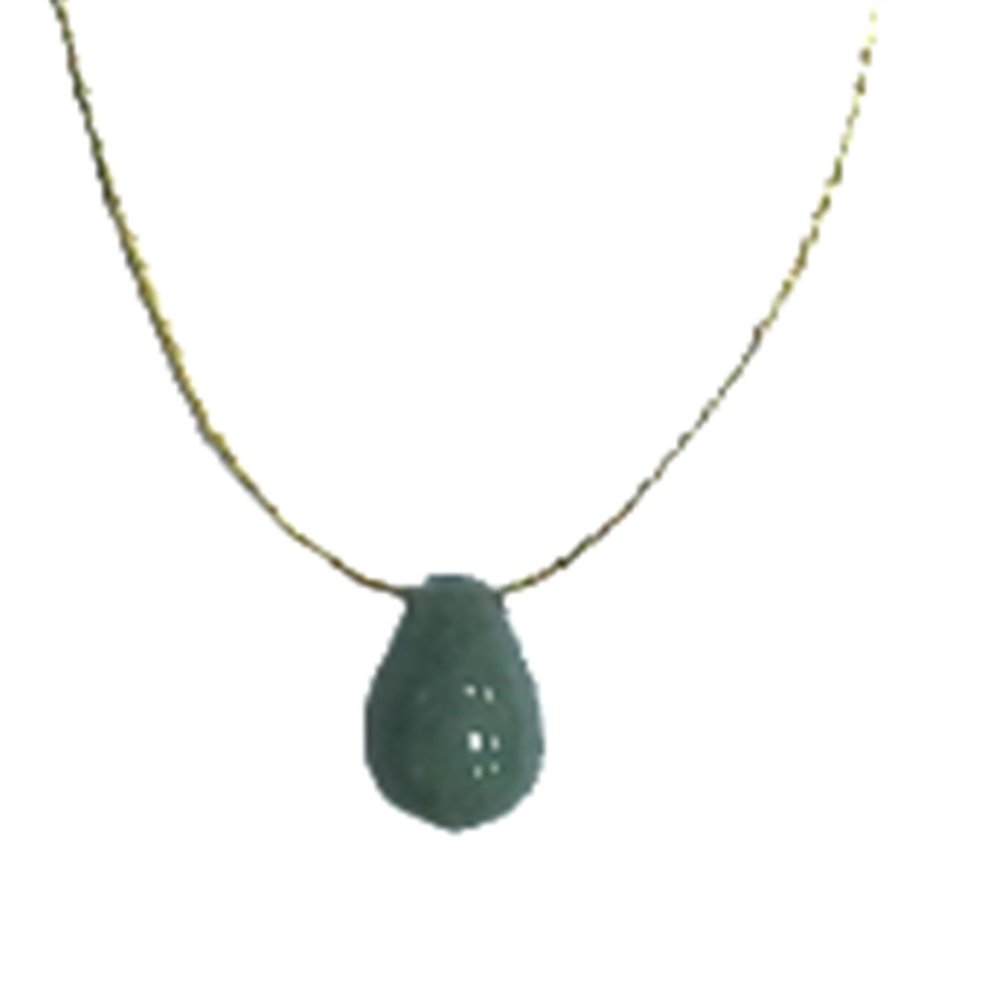 Collier Aventurine verte briolette Fil coton dor