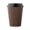 [100 SET]Harvest Pack 12 oz Disposable Coffee Cups, Insulated Ripple Double-Walled Paper Cup with Lids, Brown Geometric, Tea Hot Chocolate Drinks To go coffee cups view 1