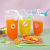 100 Pcs Drink Pouches for Adults Stand-Up Juice Pouches, Hand-Held Reclosable Drink Bags Plastic Zipper Juice Bags with Straws Silicone Funnel(Come with 100 Pcs Round Stickers) view 3