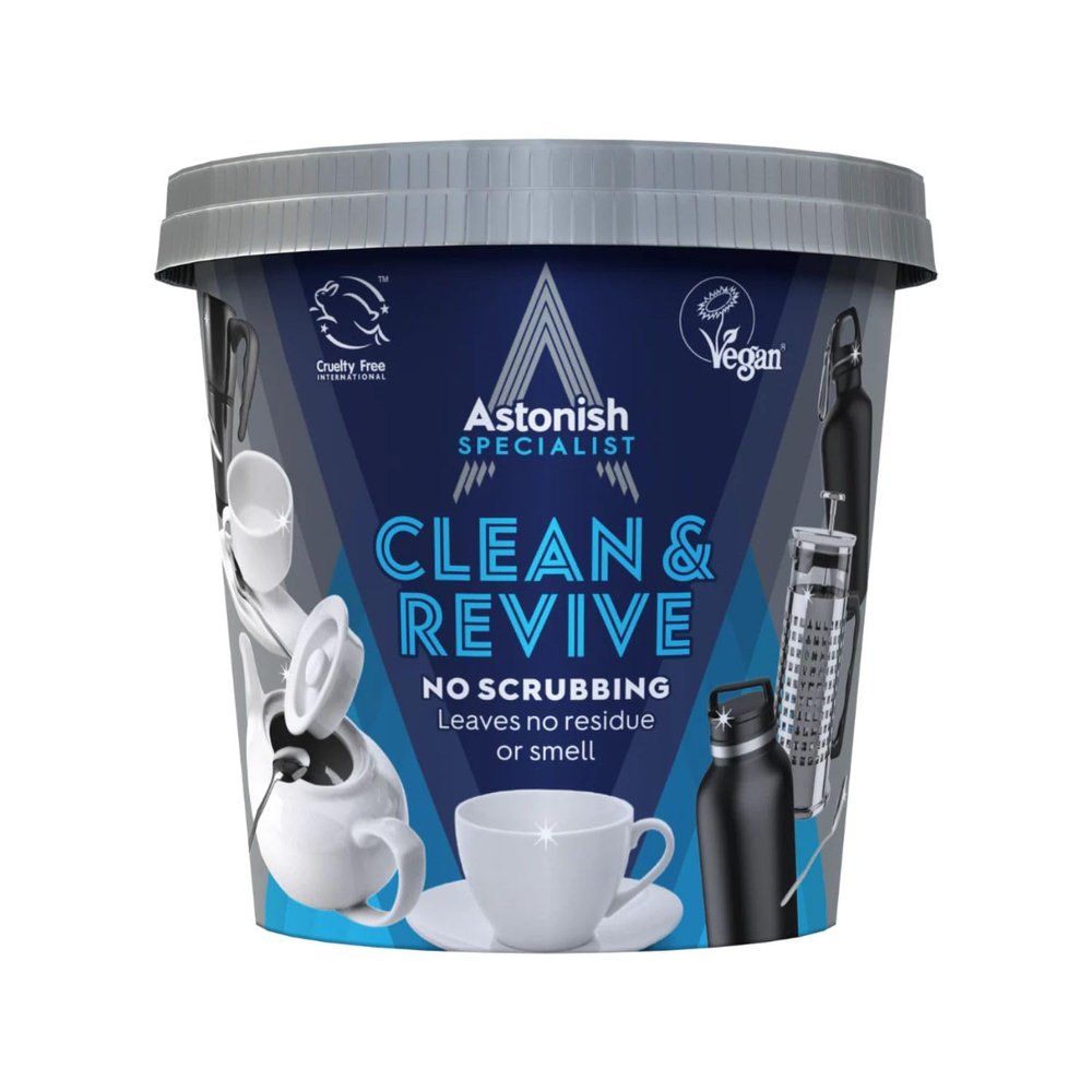 Astonish Specialist Clean & Revive Foaming Powder For Tea Pots, Coffee Mugs, & Stainless Steel - Removes Tough Ingrained Stains Left By Dishwashers For Like New Shine, 350g (2 Pack)