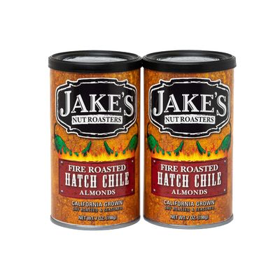 Jake's Nut Roasters - Fire Roasted Hatch Chile Almonds (2 Pack) Whole Dry Roasted Seasoned Almonds - High-Protein Snack with a Spicy Southwest Flavor