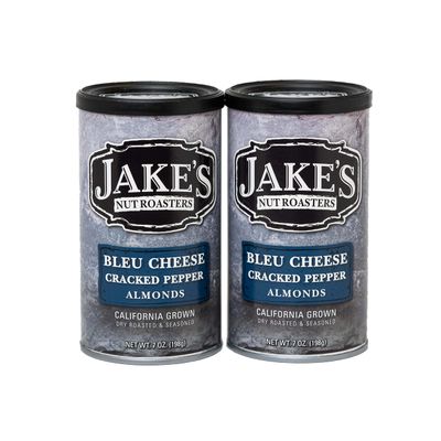 Jake's Nut Roasters - Bleu Cheese Cracked Pepper Almonds (2 Pack) Whole Dry Roasted Seasoned Flavored Almonds - High-Protein Snack with Blue Cheese & Black Pepper Flavor