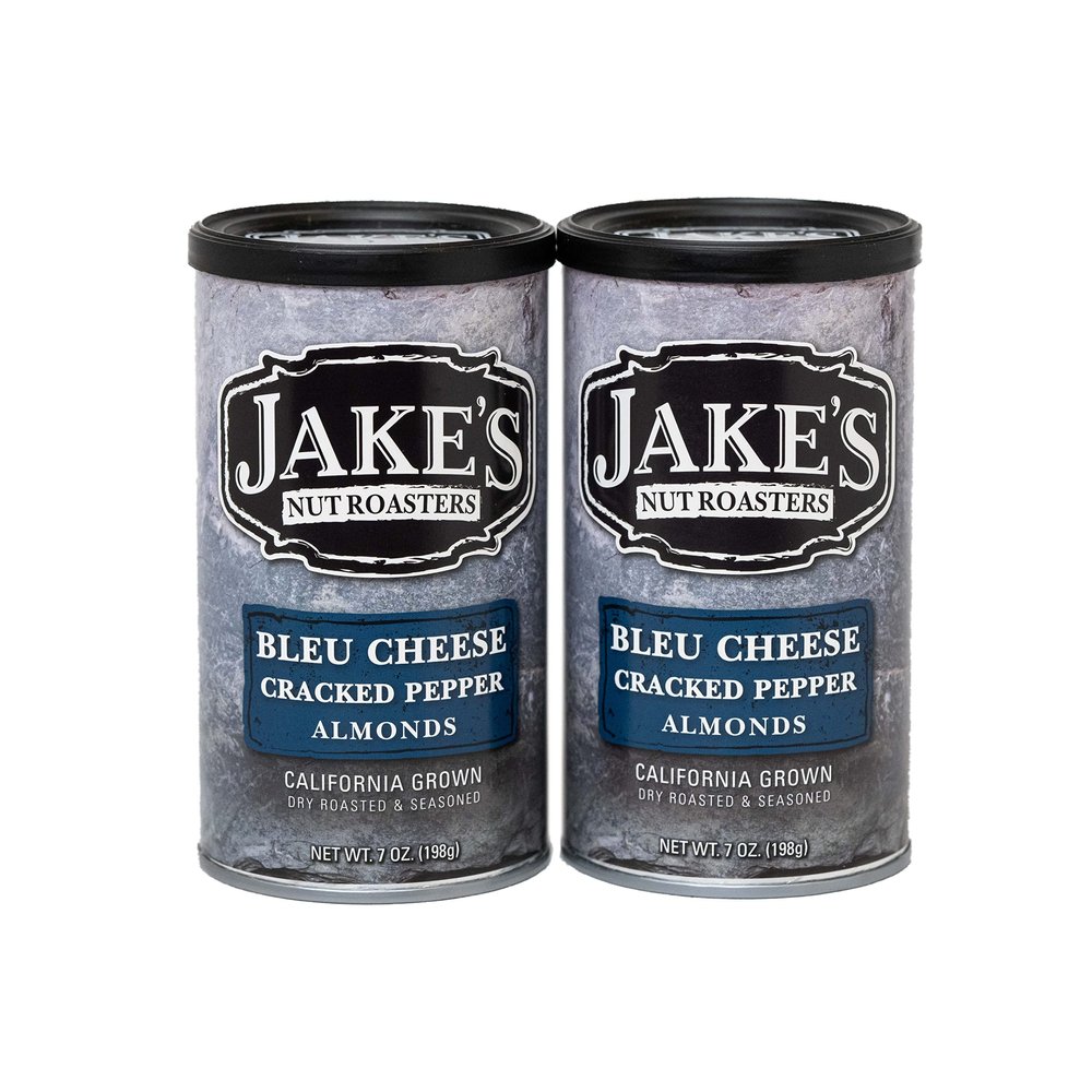 Jake's Nut Roasters - Bleu Cheese Cracked Pepper Almonds (2 Pack) Whole Dry Roasted Seasoned Flavored Almonds - High-Protein Snack with Blue Cheese & Black Pepper Flavor