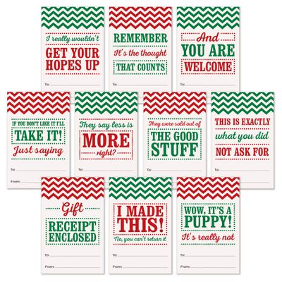100 Tags - Funny Christmas Labels - Self Adhesive Gift Wrap